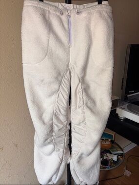 Free People Plush White Fleece Joggers